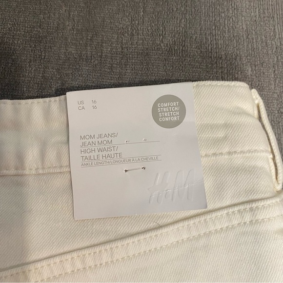 H&M‎ High Waisted Mom Jeans White 16 - Picture 4 of 7